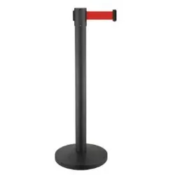 Absperrung Simex Black Line Ständer Stahl schwarzes Band Sockel aus Eisen schwarz mit Edelstahl-Überzug schwarz