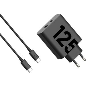 Motorola USB-Ladegerät TurboPower, GaN, 125 Watt, 2x USB-C, 2 Ports, Schnellladegerät mit USB-C Kabel