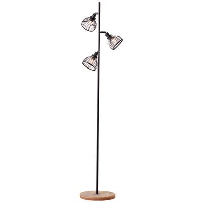 BRILLIANT Stehlampe "Avia", schwarz (schwarz, holz), 3, Ø 38cm H: 153,5cm, 1 Stk., Leuchten, Standleuchte mit schwenkbaren Köpfen - 154cm Höhe - E14 Fassung, Stehlampe Standleuchte