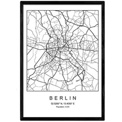 POSTER Berlin Stadtkarte – Nordisch A4 Schwarzer Rahmen
