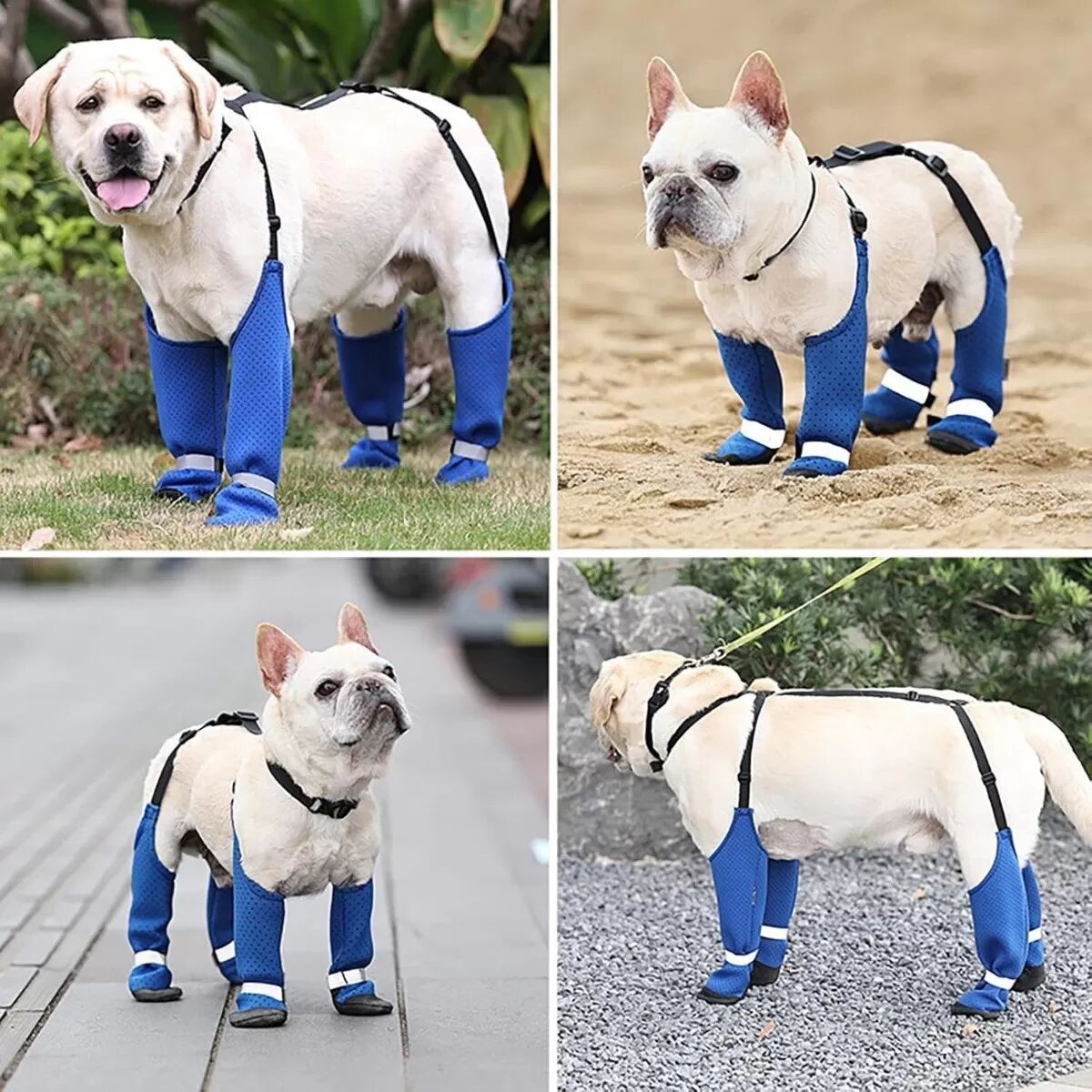INF Wasserdichte & warme Hundeschuhe mit Anti-Fall-Gurten für Sauberkeit S