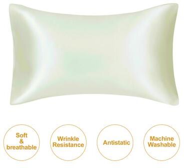 Inspired Finds JuwenSilk Mulberry Silk Pillowcase Standard & Queen Natural Silky Satin Pillow Cover beige king 19.69x36.22in
