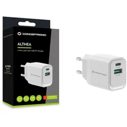 Conceptronic ALTHEA19W33 2-Port 33W GaN USB-PD-Ladegerät, USB-C x 1, USB-A x 1, QC 3.0, PPS, PD 3.0
