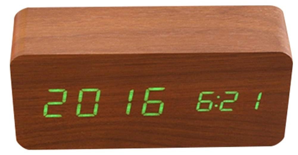 Dripio Houten digitale wekker met datum en temperatuur, USB of batterijvoeding