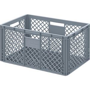 AUER Eurobox EO 64/32, grau, 64 Liter, Boden & Wände durchbrochen, offene Griffe, 60 x 40 x 32cm