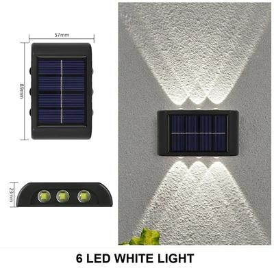 Uplifted Finds Outdoor Solar Wall Lamp Waterproof Up And Down Light 10 Pcs 6 Leds White