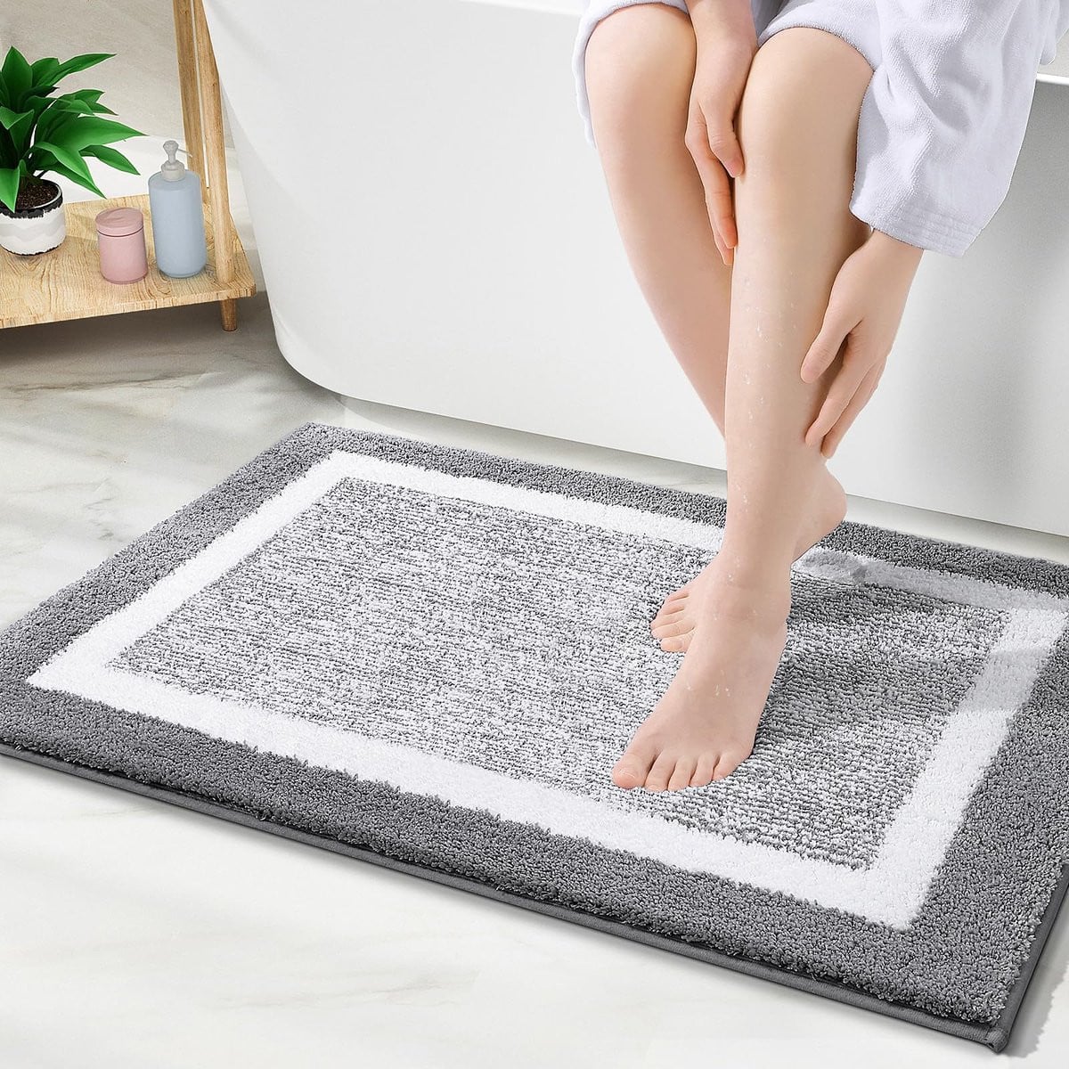 Unyqoos Zachte en Absorberende Antislip Douchemat voor Badkamer - Grijs