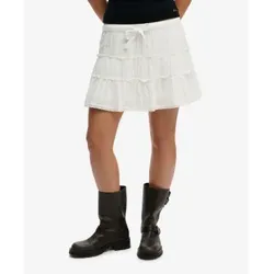 Superdry für Damen. W7210424A Stufenrock weiß (L), Lässig, Baumwolle
