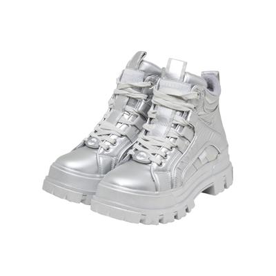 Stiefel BUFFALO "Buffalo ASPHA NC MID - VEGAN", Damen, Gr. 39, silber, Polyurethan, unifarben, Schuhe Stiefel