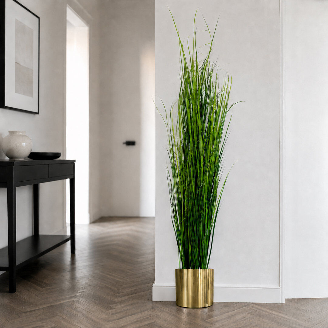 Leaf Artificial Onion Grass Plant Metal Plater 130cm Realistic. Gold 130cm H X 30cm W X 30cm D