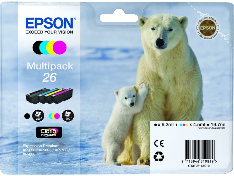 Epson 26 (C13T26164012) - 4 couleurs - Cartouche d'encre - Multipack