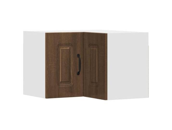 HKTMGDNG Küchen Wand-Eckschrank Braun Eichen-Optik 57 x 57 x 40 cm Kompakter Hängeschrank für die Küche mit zwei Fächern und zwei Türen für geordnete Aufbewahrung von Geschirr.