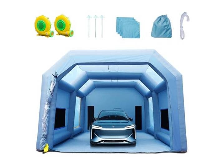 VEVOR Cabine de Peinture Gonflable 10x6x4 m Tente Peinture Gonflable Automobile en Tissu Oxford 210D avec Système de Filtration 2 Souffleurs Station de Travail pour Pose de Peinture Atelier Garage