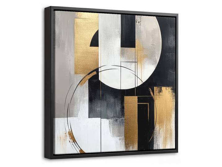LEINWAND Bilder mit Rahmen - Abstrakt - Gold - Silber - Formen - Ästhetik - 20x20