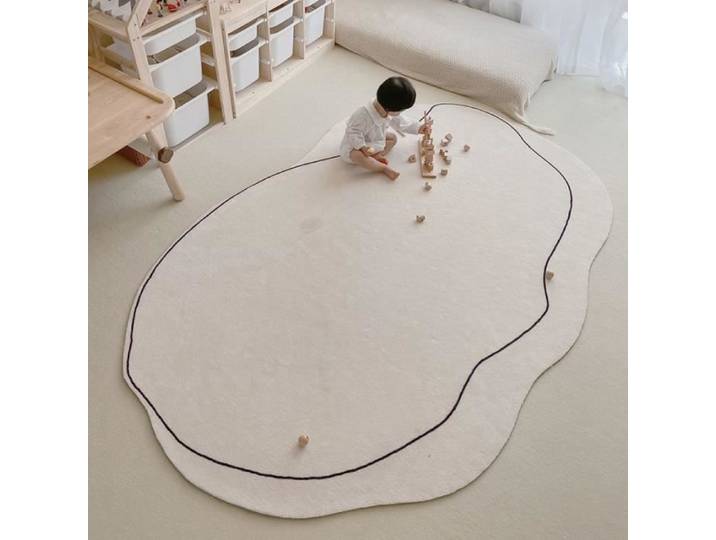 Tapis Salon - YSINOBEAR - Moderne Design - irrégulier - Tapis chambre Extra Doux 120x160cm - Crème