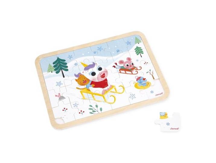 Janod Puzzel met 24 delen Enfant Dès 4 Ans-model inclusief spel van de 5 fouten op het bord – ontwikkelt concentratie en observatie – product FSC-J07127, kleur wit, J07127