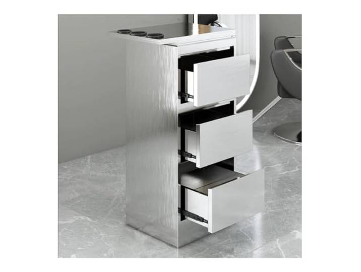 Aufbewahrungsschrank Aus Edelstahl Für Kosmetiksalons Multifunktionaler Metallschrank Für Kosmetiksalons, Barbershops Und Zahnarztpraxen(Silver,45x30x85 cm)