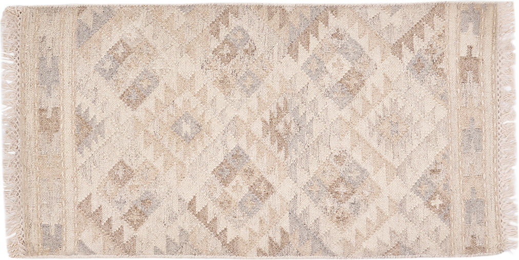Miliboo Berberischer Teppich in Beige mit geometrischen Mustern aus Wolle und Baumwolle 60 x 120 cm MAKAÏ