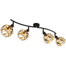 Deckenleuchte Esszimmerlampe Deckenlampe Wohnzimmerlampe Schwarz Gold Kristalle