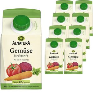Alnatura Saft Gemüse, ohne Zuckerzusatz, BIO, 100% Direktsaft, milchsauer vergoren, je 0,5 Liter, 8 Stück