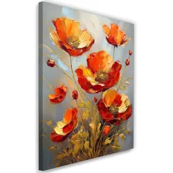 WANDBILD blumen roter mohn natur gold