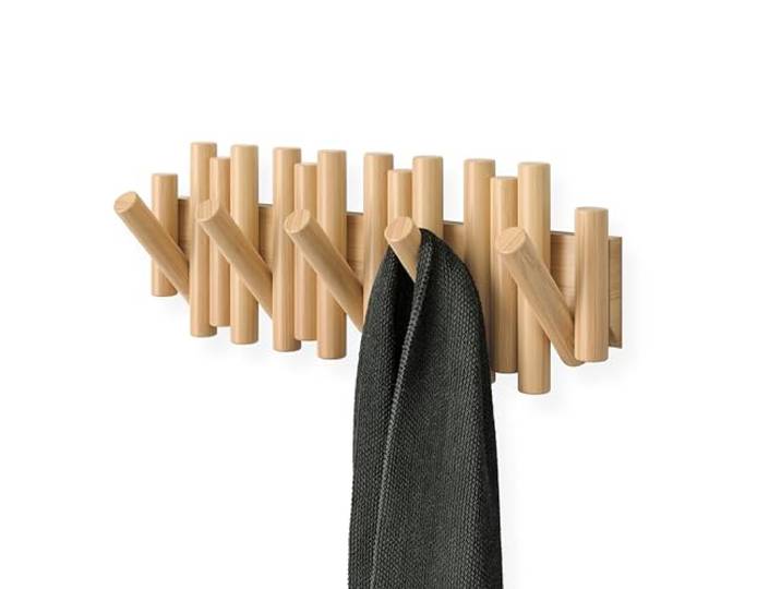 Umbra Picket Garderobenhaken Wandgarderobe, 5 Klapphaken, Natur