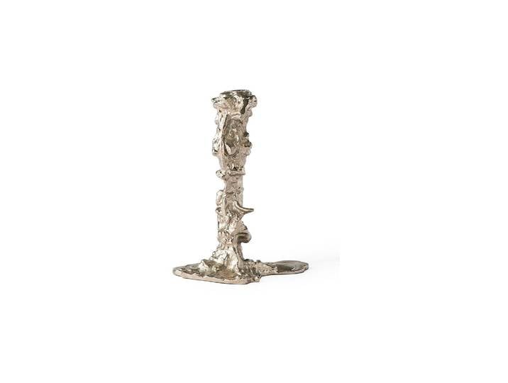 Bougeoir en aluminium argenté Drip
