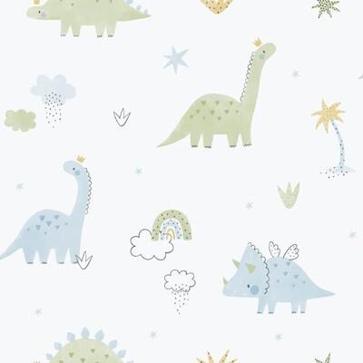 Galerie Wallcoverings Bambino Collection Dinosaurs Matte Finish Non-woven Wallpaper Roll