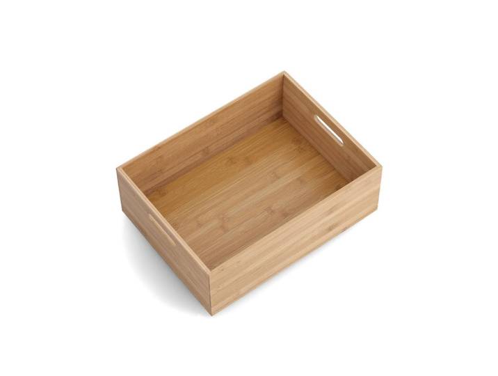 Aufbewahrungskorb ZELLER PRESENT 4 , beige (nature), B:40cm H:14cm T:30cm, Bambus, Aufbewahrungsboxen, Aufbewahrungskorb