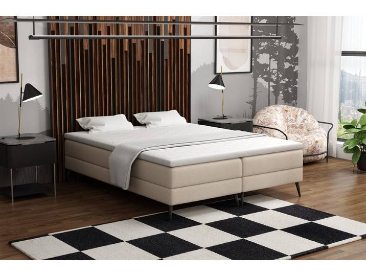 Fun Möbel Boxbett Dachschrägen-Schlafzimmerbett BREST in Stoff Soro (inkl. Kaltschaumtopper, Ideal für Dachschrägen), ohne Kopfteil