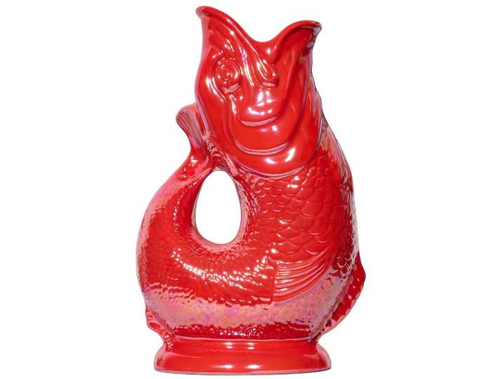 Gluckigluck Karaffe mit „Gluck-Gluck“-Geräusch 27,5/17/9,5 cm, Rot, Keramik, Tiere, 1.2 L, Organisch, handgemacht, Geschirr, Kannen & Karaffen, Wasserkaraffen & Krüge