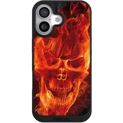 Nivocase Handyhülle für Apple iPhone 17 Hülle NIVOpure Case Schwarz Feuer Schädel Totenkopf (Apple iPhone 17), Smartphone Hülle, Schwarz