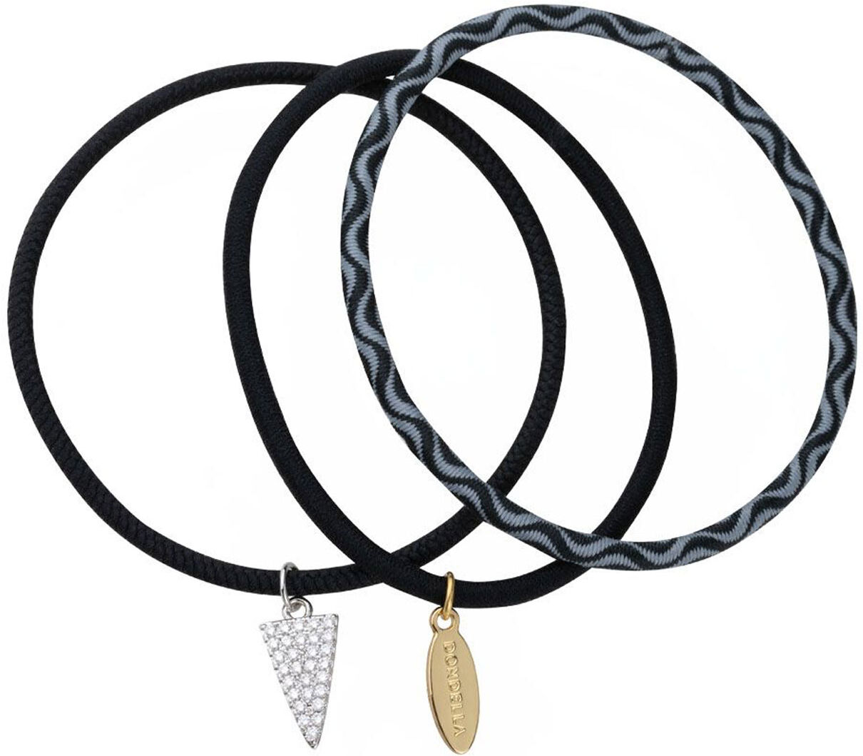 DONDELLA Premium Elastic Grey & Black Hair Ring x3