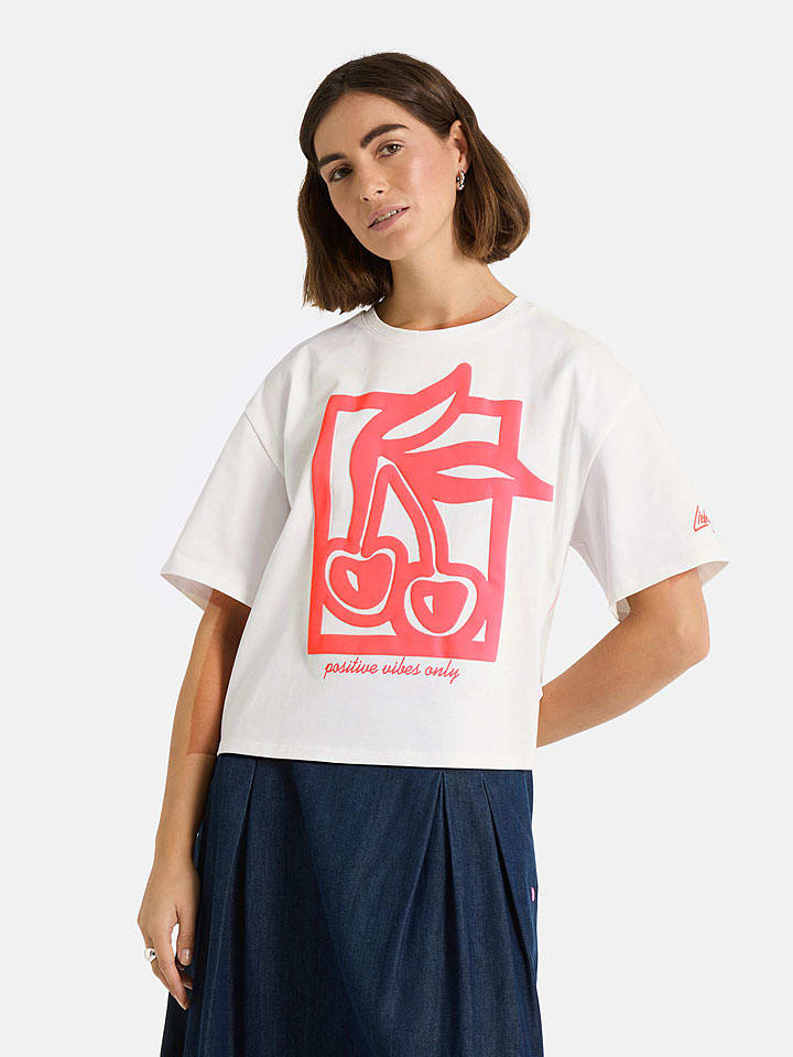 LIEBLINGSSTÜCK Shirt "Nori" in Weiß/ Pink - XXL