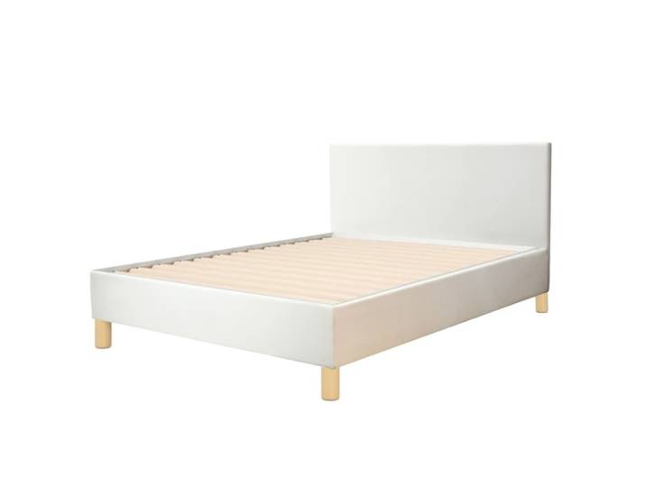 Lit blanc en simili cuir 90x190 cm