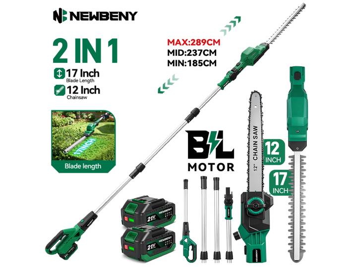 Nouvelle scie à chaîne sans balais NewBeny pour branches hautes et taille-haie, outil de jardinage électrique avec perche télescopique pour batterie Makita.