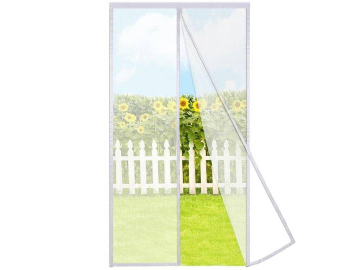 Fliegengitter Balkontür 75 x 230 cm Weiß Selbstschließend, 75x230x1 cm, Heimtextilien, Vorhänge, Fertigvorhänge, Fertigstore