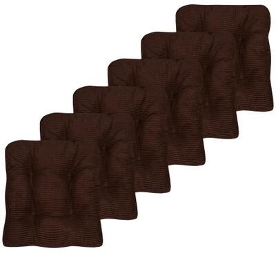 Sweet Home Collection Fluffy Memory Foam Tufted Chair Cushion Non Slip Microdot Rubber Back