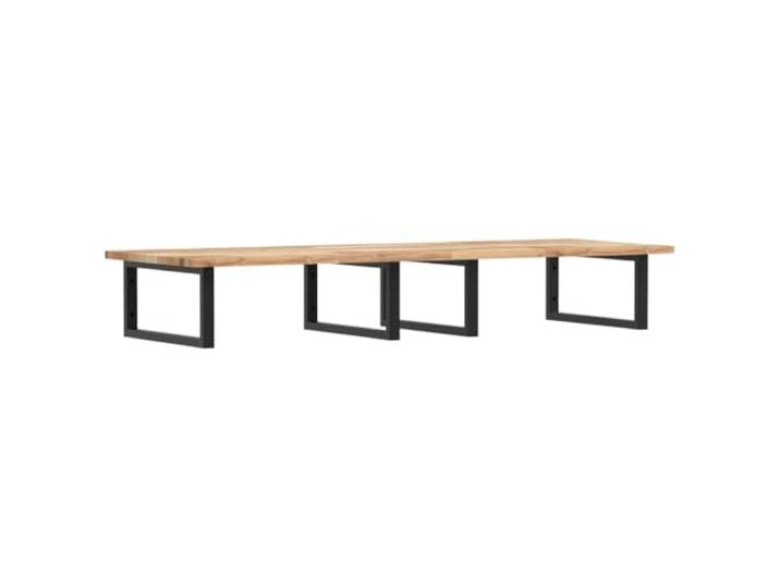 WEMYUFURN Waschbeckenregal Wandmontage Stahl und Akazienholz Schweberegal, rechteckige Halterungen, Handtuchaufhängung, Holzplatte nicht vorgebohrt, flexible Montage, M8-Dehnschraube,