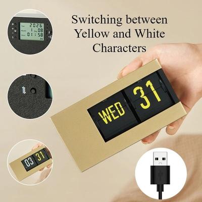 Uplift Picks Minimalist Silent Flip Calendar Desk Clock With Automatic Date Display gold