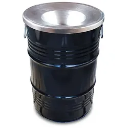 PROREGAL Robuste Abfalltonne mit flammhemmendem Deckel | 60 Liter, HxBxT 58x40x40cm | Metall | Schwarz