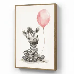 NACHTTISCHLAMPE MIT AKKU Zebra - Baby - Tiere - Rosa Luftballon 70x100 cm