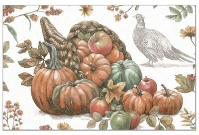 FirstDawn "Bountiful Harvest 24 Sheet Reusable Premium Paper Stock Placemats in Resealable Storage Bag Made in The USA 17"" x 11"""