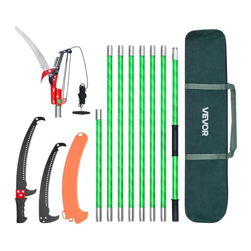 VEVOR Takkenzaag met telescoopsteel van glasvezel, groen, verstelbaar van 215,3-809,3 cm
