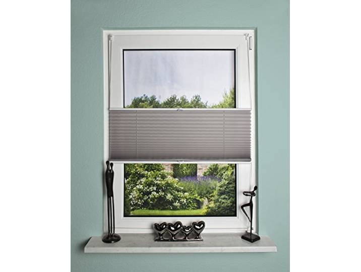 Home Fashion Store plissé Up & Down\, Plastique\, Tissu\, Gris\, 130 x 50 cm