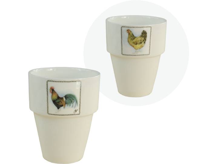 Boerenwinkel Melkbeker Haan/Hen - Servies - 160 ml - Wit - 1 Stuk