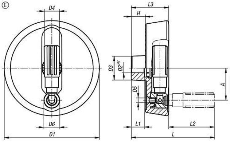 KIPP Handrad D1=125 Form E Aluminium Silber thermoplastisch (K1522.125142)