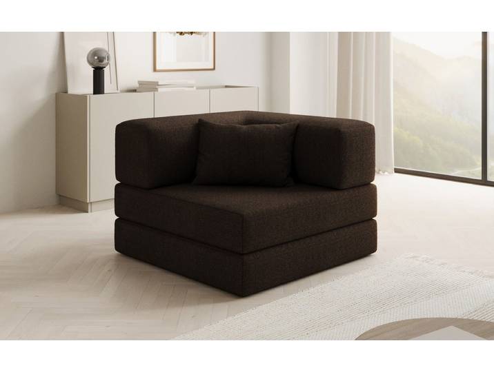 Designer Sofa-Sessel Lazy in Bouclé - Braun - Bouclé - Luxusbetten24