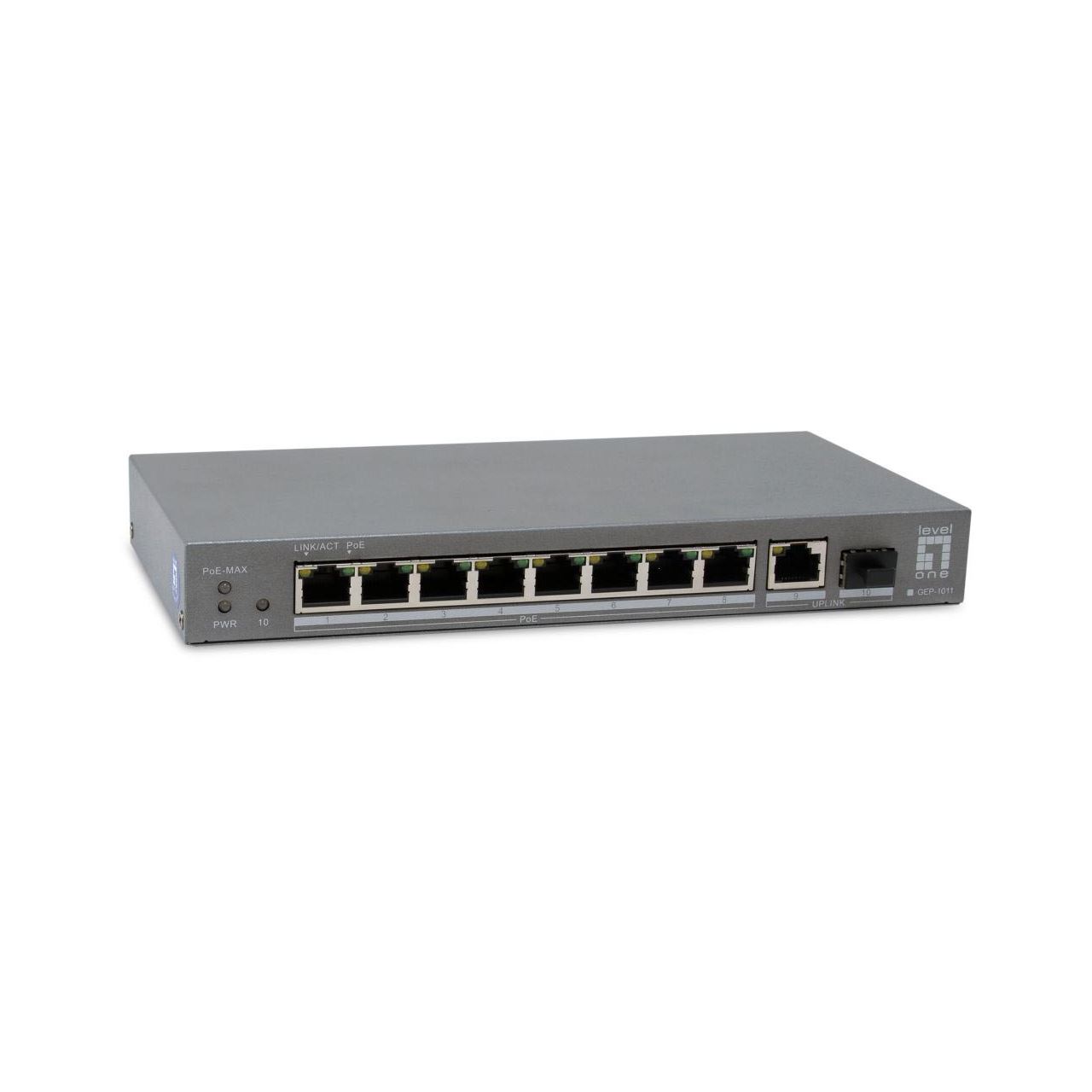 LevelOne PoE+Switch 8xGE PoE/1xGE/1xSFP 120W unmanag.Plastik