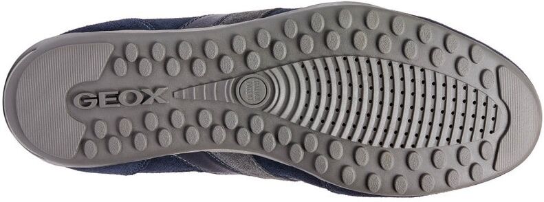 Sneaker GEOX "U WELLS C", Herren, Gr. 44, Synthetik Textil, blau (navy, weinrot), Synthetik, Textil, Veloursleder, Schuhe Sneaker, Casual Schuh, Schnürschuh mit Logoverzierung navy, weinrot 44, Synthetik Textil